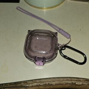 Purple Protective Earbud Case with Carabiner For Galaxy Earbuds